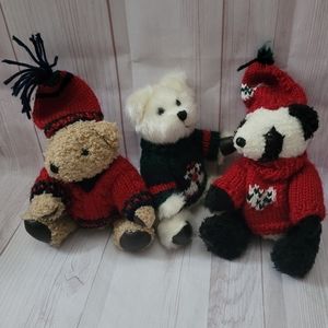 Hugfun Plush Teddy Bears Stuffed Animals Lot of 3 Sweaters Hat 6"